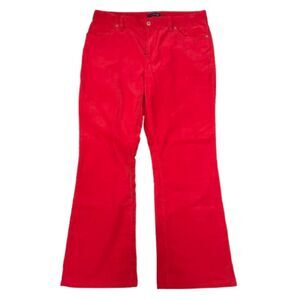 Lands End Fit 2 Corduroy Bootcut Pants Cherry Red Festive Cotton Women's Size 10